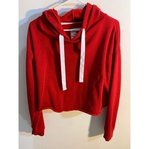 Red cropped hoodie